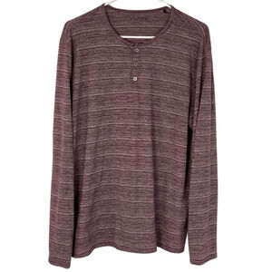 Zachary Prell Stripe Henley Long Sleeve Shirt Mens Size XL Burgundy Red Crewneck